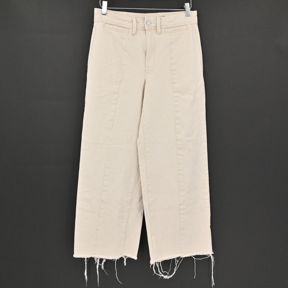 Blank NYC Wide Leg Crop Jeans Womens Size‎ 28 Beige Raw Hem Cotton Denim Relaxed